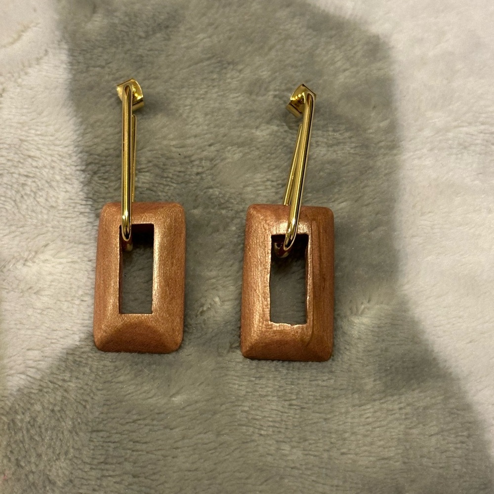 Gold and Brown Geometric Earrings